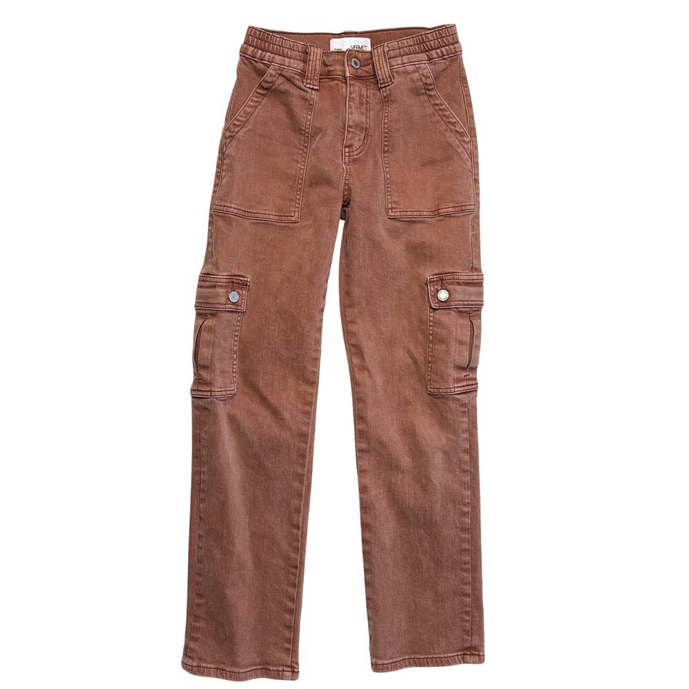 Vervet Jeans Womens 25 Red Brick High Rise Ankle Straight Stretch Denim Cargo